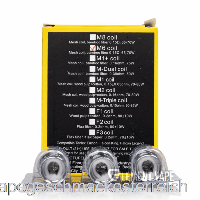 Horizon Falcon Ersatzspulen 0,15 Ohm M6 Mesh Spulen Vape-Geschmack